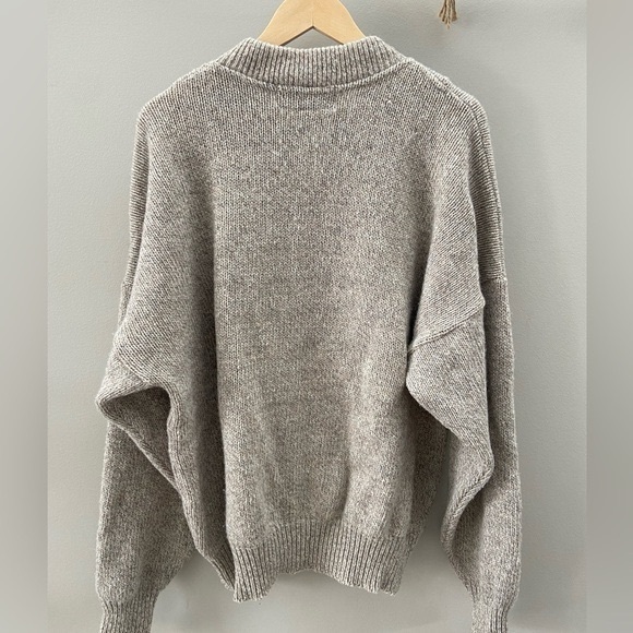 Vintage 90s Earth Tone Drop Shoulder Chunky Knit Button VNeckline Sweater - Picture 3 of 4